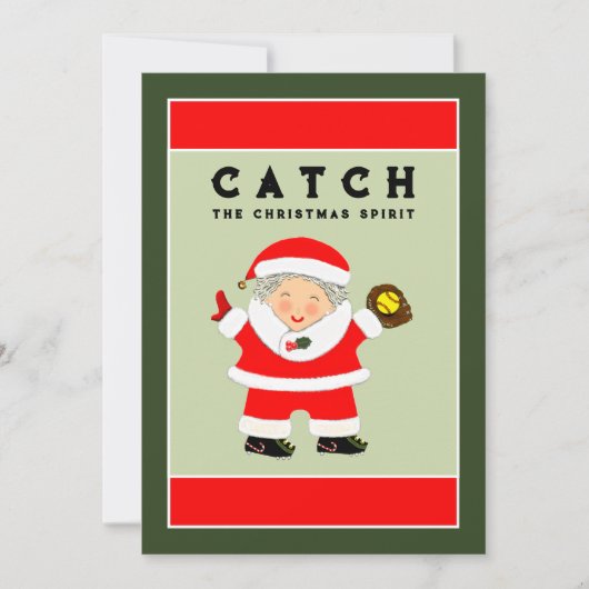 Softball Christmas Feiertagskarte (Vorderseite)