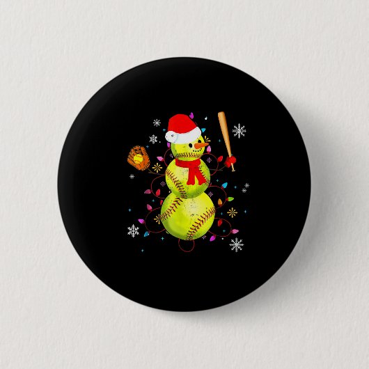 Softball Christmas Funny Softball Snowman Xmas  Button (Vorderseite)