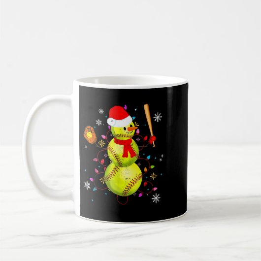 Softball Christmas Funny Softball Snowman Xmas Kaffeetasse (Links)