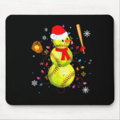 Softball Christmas Funny Softball Snowman Xmas Mousepad (Vorne)
