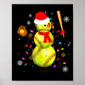 Softball Christmas Funny Softball Snowman Xmas Poster (Vorne)