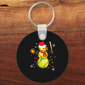 Softball Christmas Funny Softball Snowman Xmas Schlüsselanhänger (Vorderseite)