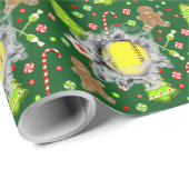 Softball Christmas Holiday Geschenkpapier (Rolleneckpunkt)