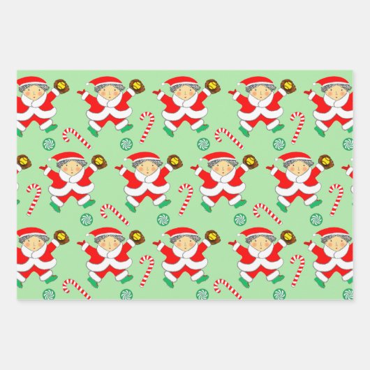 Softball Christmas Holiday Geschenkpapier (Vorderseite)