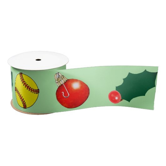 Softball Christmas Holiday Gift Satinband (Spule)