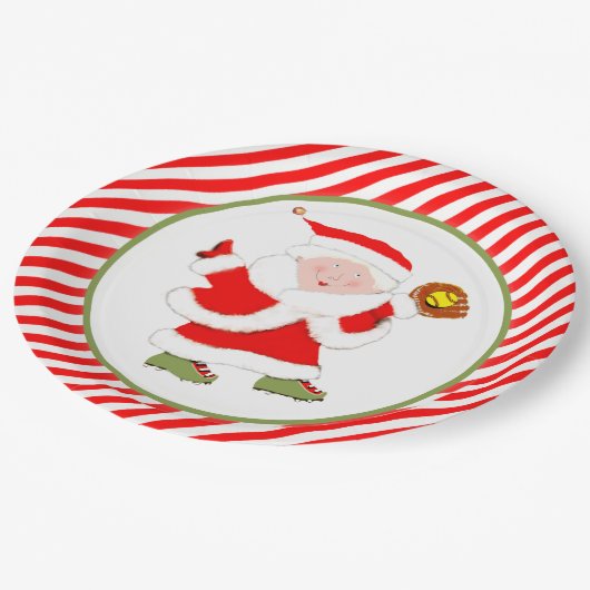 Softball Christmas Party Pappteller (Schrägansicht)