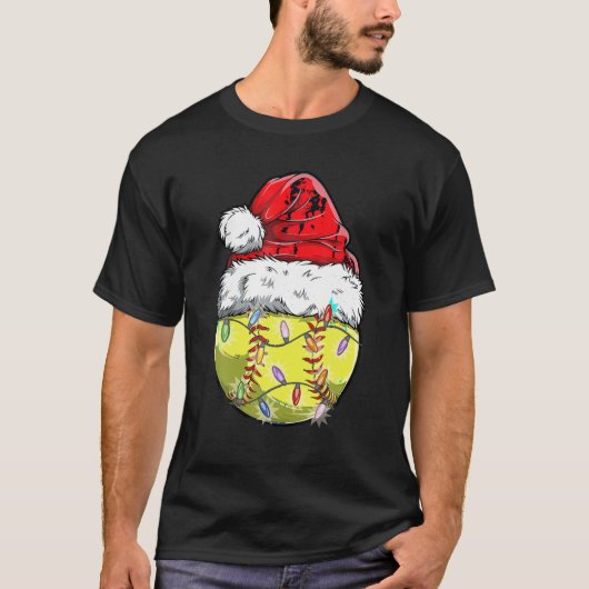 Softball Christmas Weihnachtsmannmütze Funny Softb T-Shirt (Vorderseite)