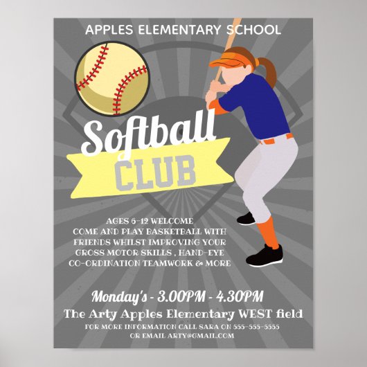 Softball Club-Turniersport Poster (Vorne)