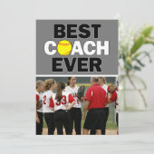 Softball Coach Best Ever Custom Foto Vielen Dank Dankeskarte (Stehend Vorderseite)