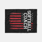 Softball Coach Proud American Flag Usa Patriot Pat Fleecedecke (Vorderseite (Horizontal))