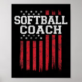 Softball Coach Proud American Flag Usa Patriot Pat Poster (Vorne)