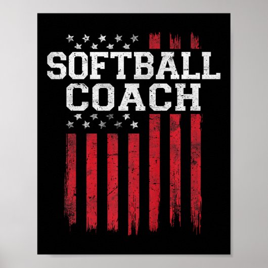Softball Coach Proud American Flag Usa Patriot Pat Poster (Vorne)