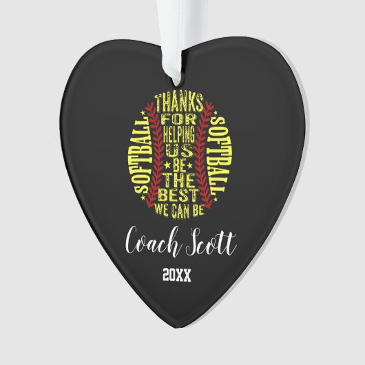 Softball Coach Team Geschenk Weihnachtsschmuck Ornament (Vorderseite)
