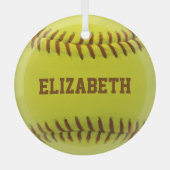 Softball Custom Ball Ornament Aus Glas (Vorderseite)