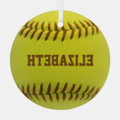 Softball Custom Ball Ornament Aus Glas (Rückseite)
