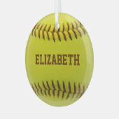 Softball Custom Ball Ornament Aus Glas (Vorderseite links)