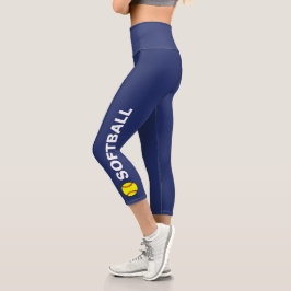 Softball Custom Text Team Name Navy Blau Capri Leggings