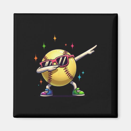 Softball Dab Tänzer Lustiger Softball Spieler Kind Magnet (Vorne)