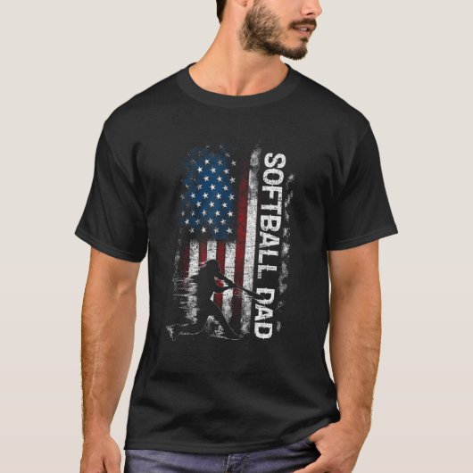 Softball Dad US Flag Tees For Dad Men Patriotic Fa (Vorderseite)