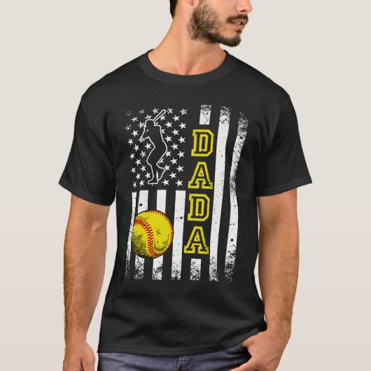 Softball Dada American Flag  Vintage Softball T-Shirt (Vorderseite)