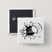 Softball, die durch Fastball-Grafik reißt Button (Vorne & Hinten)