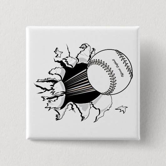 Softball, die durch Fastball-Grafik reißt Button (Vorderseite)