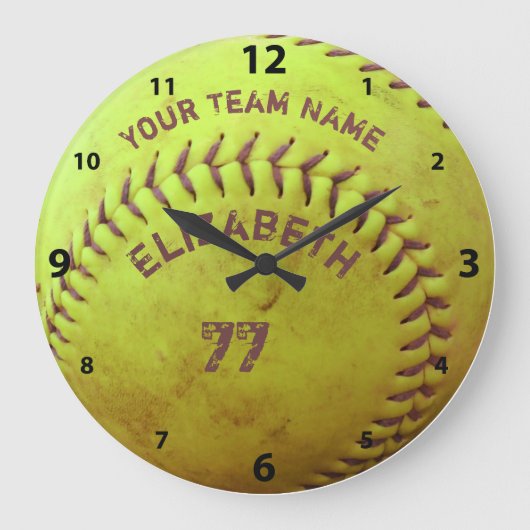 Softball-Dirty Name Team Number Ball Clock Große Wanduhr (Vorderseite)