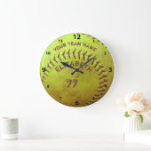 Softball-Dirty Name Team Number Ball Clock Große Wanduhr (Zuhause)