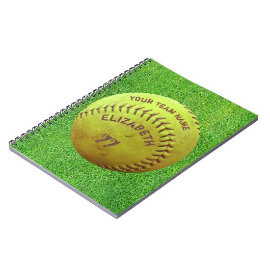 Softball Dirty Name Team Number Ball Notebook Notizblock (Linke Seite)
