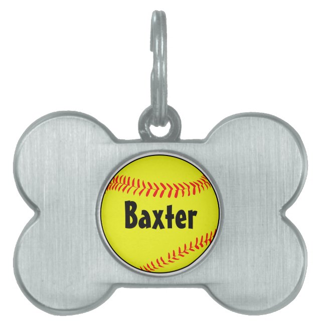 Softball Dog Doggie Tag Tiermarke (Vorderseite)