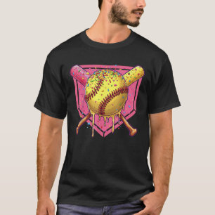 Softball Drip Girls Home Plate Eiscreme-Drip T-Shirt