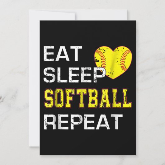 Softball Eat Sleep Softball Wiederholung Einladung (Vorderseite)
