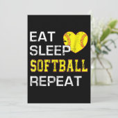 Softball Eat Sleep Softball Wiederholung Einladung (Stehend Vorderseite)