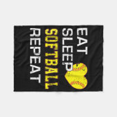 Softball Eat Sleep Softball Wiederholung Fleecedecke (Vorderseite (Horizontal))