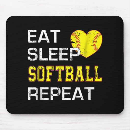 Softball Eat Sleep Softball Wiederholung Mousepad (Vorne)