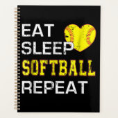 Softball Eat Sleep Softball Wiederholung Planer (Vorderseite)