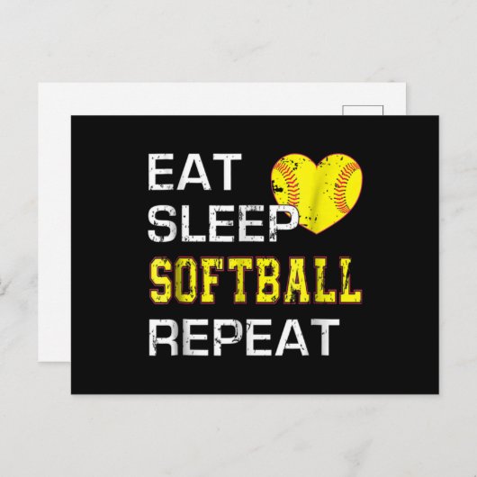 Softball Eat Sleep Softball Wiederholung Postkarte (Vorne/Hinten)