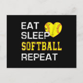 Softball Eat Sleep Softball Wiederholung Postkarte (Vorderseite)