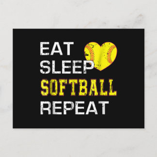 Softball Eat Sleep Softball Wiederholung Postkarte
