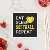 Softball Eat Sleep Softball Wiederholung Serviette (Beispiel)