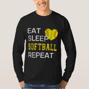 Softball Eat Sleep Softball Wiederholung T-Shirt