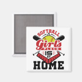 Softball - Ein Mädchen gehört nach Hause Magnet (Vorderseite/Rückseite)
