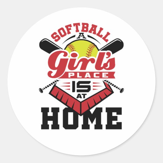 Softball - Ein Mädchen gehört nach Hause Runder Aufkleber (Vorderseite)
