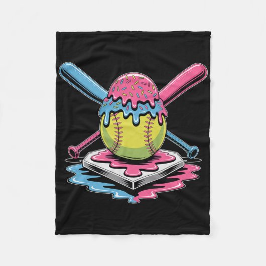 Softball-Eis-Drip - Süße Softball-Spielerin Fleecedecke (Vorderseite)