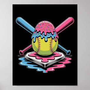 Softball-Eiscreme-Tropfen - Süße Softball-Spieleri Poster