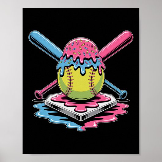 Softball-Eiscreme-Tropfen - Süße Softball-Spieleri Poster (Vorne)