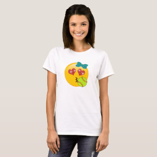 Softball Emoji Herz-Augen Kissy stellen für T-Shirt