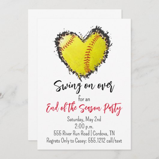 Softball End of the Season Party Einladung (Vorne/Hinten)