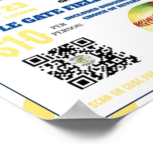 Softball Event Fundraiser Schule Coach Poster (Ecke)