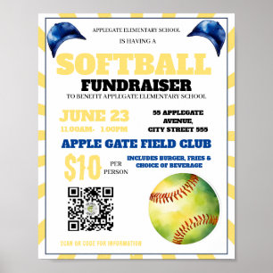Softball Event Fundraiser Schule Coach Poster